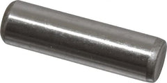 Made in USA - 1/4" Diam x 7/8" Pin Length Grade 8 Alloy Steel Standard Dowel Pin - Bright Finish, C 47-58 & C 60 (Surface) Hardness, 14,720 Lb (Double Shear), 7,360 Lb (Single Shear) Breaking Strength, 1 Beveled & 1 Rounded End - Benchmark Tooling