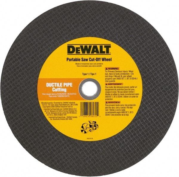 DeWALT - 12" 24 Grit Aluminum Oxide Cutoff Wheel - 1/8" Thick, 20mm Arbor, 6,400 Max RPM, Use with Gas Powered Saws - Benchmark Tooling
