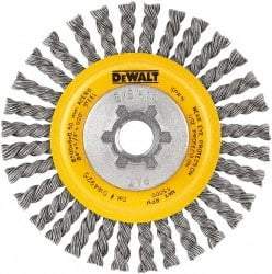 DeWALT - 5" OD, 5/8-11 Arbor Hole, Stringer Bead Steel Wheel Brush - 3/8" Face Width, 7/8" Trim Length, 0.02" Filament Diam, 12,000 RPM - Benchmark Tooling