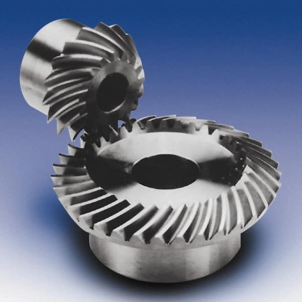 Boston Gear - 14 Pitch, 2.29" OD, 32 Tooth Spiral Bevel Gear & Pinion - 0.38" Face Width, Unhardened Steel - Benchmark Tooling