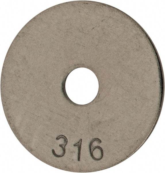 Value Collection - #10 Screw, Grade 316 Stainless Steel Fender Flat Washer - 13/64" ID x 1" OD, 0.04" Thick, Plain Finish - Benchmark Tooling