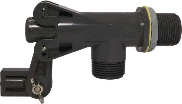 Control Devices - 1" Pipe, PVC, Angle Pattern-Double Seat, Mechanical Float Valve - 100 psi, MNPT End Connections - Benchmark Tooling