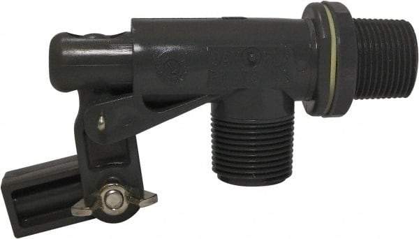 Control Devices - 3/4" Pipe, PVC, Angle Pattern-Single Seat, Mechanical Float Valve - 100 psi, MNPT End Connections - Benchmark Tooling