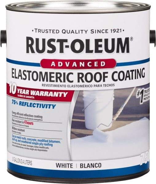 Rust-Oleum - 1 Gal Can White Elastomeric Roof Coating - 65 Sq Ft/Gal Coverage, Mildew Resistant, Long Term Durability & Weather Resistance - Benchmark Tooling
