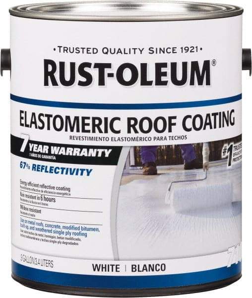 Rust-Oleum - 1 Gal Can White Elastomeric Roof Coating - 65 Sq Ft/Gal Coverage, Mildew Resistant, Long Term Durability & Weather Resistance - Benchmark Tooling