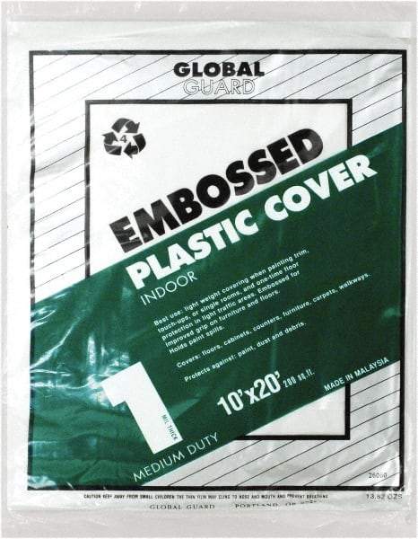 Premier Paint Roller - Medium Weight Plastic Drop Cloth - 20' x 10', 1 mil Thick, Off White - Benchmark Tooling