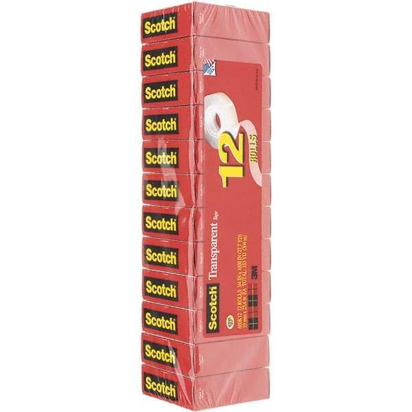 3M - 3/4" x 27.78 Yd Clear Rubber Adhesive Transparent Tape - Cellulose Acetate Backing, 2.5 mil Thick - Benchmark Tooling