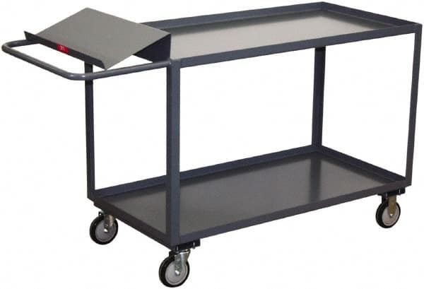 Jamco - 1,200 Lb Capacity, 30" Wide x 36" Long x 35" High Order Picking Cart - 2 Shelf, Steel, 2 Rigid/2 Swivel Casters - Benchmark Tooling