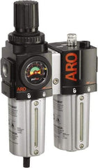 ARO/Ingersoll-Rand - 3/4" NPT Port Standard 2 Piece Filter/Regulator-Lubricator FRL Unit - Metal Bowl, 142 SCFM, 250 Max psi, 7.9" High x 5.724" Long, Manual Drain - Benchmark Tooling