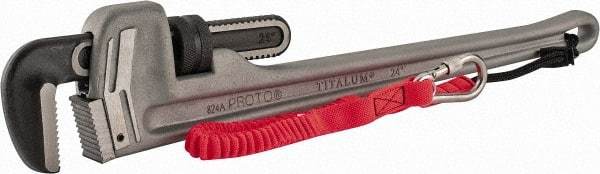 Proto - 24" Aluminum Tethered Straight Pipe Wrench - 4" Pipe Capacity - Benchmark Tooling