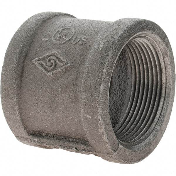 Value Collection - Size 1-1/2", Class 150, Malleable Iron Black Pipe Coupling - 150 psi, Threaded End Connection - Benchmark Tooling
