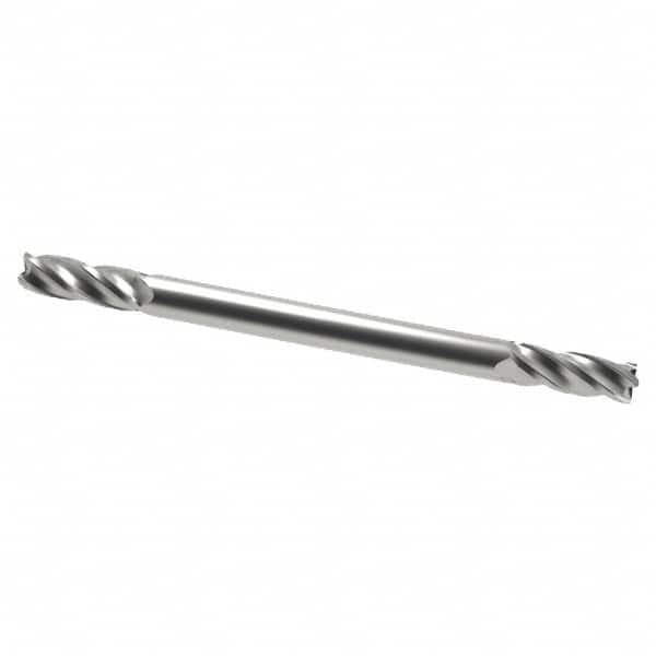 Accupro - 3mm, 6mm LOC, 3mm Shank Diam, 38mm OAL, 4 Flute, Solid Carbide Square End Mill - Double End, Uncoated, Spiral Flute, 40° Helix, Centercutting, Right Hand Cut, Right Hand Flute - Benchmark Tooling