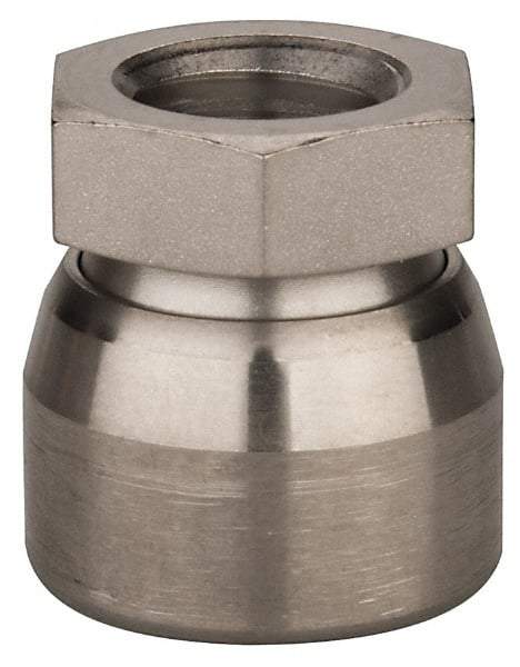 Vlier - 1/2-13, 7/8" Pad Diam, Uncoated Bottom, Stainless Steel Toggle Pad - 7/16 Depth, 15/16" OAL, 3/4" Width Across Flats, 15° Swivel Angle - Benchmark Tooling