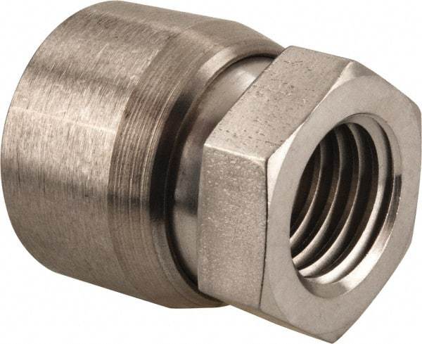 Vlier - 3/4-10, 1-1/4" Pad Diam, Uncoated Bottom, Stainless Steel Toggle Pad - 5/8 Depth, 1-11/32" OAL, 1-1/16" Width Across Flats, 15° Swivel Angle - Benchmark Tooling