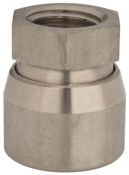 Vlier - 1-8, 1-5/8" Pad Diam, Uncoated Bottom, Stainless Steel Toggle Pad - 13/16 Depth, 1-53/64" OAL, 1-3/8" Width Across Flats, 15° Swivel Angle - Benchmark Tooling