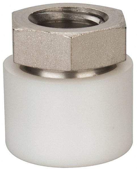 Vlier - 1/2-13, 7/8" Pad Diam, Uncoated Bottom, Stainless Steel Toggle Pad - 7/16 Depth, 15/16" OAL, 3/4" Width Across Flats, 15° Swivel Angle - Benchmark Tooling