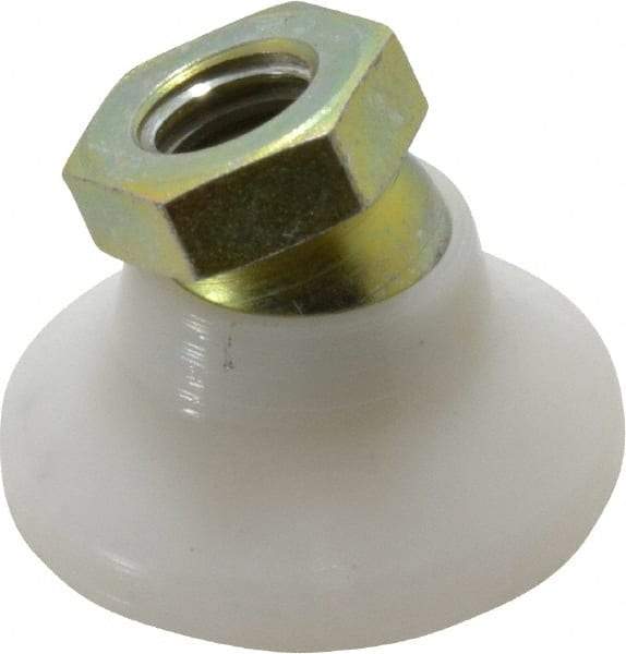 Vlier - 300 Lb Capacity, 3/8-16 Thread, 7/8" OAL, Steel Stud, Tapped Pivotal Socket Mount Leveling Pad - 1-1/4" Base Diam, Delrin Pad, 5/8" Hex - Benchmark Tooling