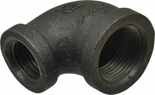B&K Mueller - Size 3/4 x 1/2", Class 150, Malleable Iron Black Pipe 90° Reducing Elbow - 150 psi, Threaded End Connection - Benchmark Tooling