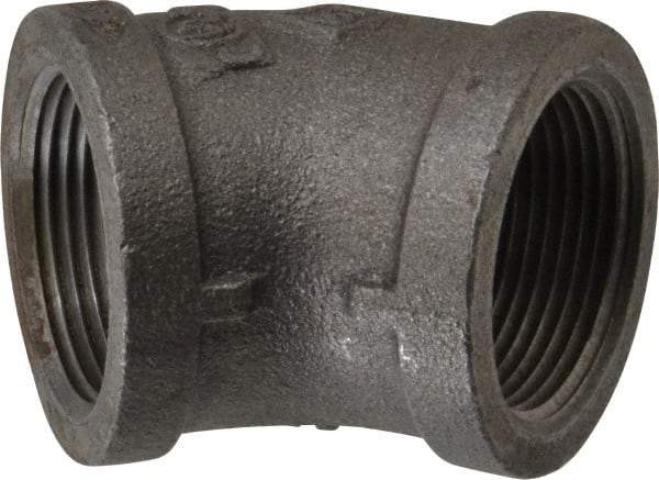 B&K Mueller - Size 1-1/4", Class 150, Malleable Iron Black Pipe 45° Elbow - 150 psi, Threaded End Connection - Benchmark Tooling