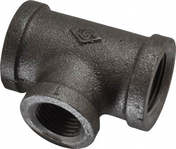B&K Mueller - Size 3/4 x 1/2", Class 150, Malleable Iron Black Pipe Reducing Tee - 150 psi, Threaded End Connection - Benchmark Tooling