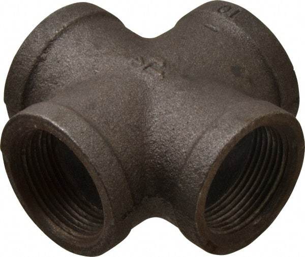 B&K Mueller - Size 1-1/4", Class 150, Malleable Iron Black Pipe Cross - 150 psi, Threaded End Connection - Benchmark Tooling