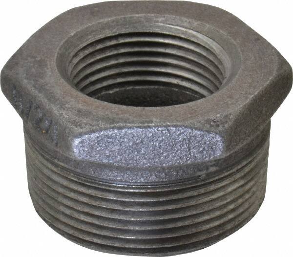 B&K Mueller - Size 1-1/2 x 1", Class 150, Malleable Iron Black Pipe Hex Bushing - 150 psi, Threaded End Connection - Benchmark Tooling