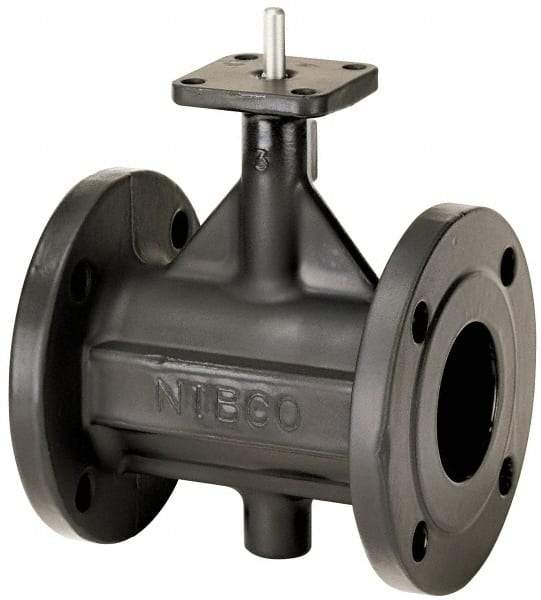NIBCO - 2" Pipe, Flanged Butterfly Valve - Bare Stem Handle, Ductile Iron Body, Polyamide Seat, 285 WOG, EPDM Coated Ductile Iron Disc, Stainless Steel Stem - Benchmark Tooling