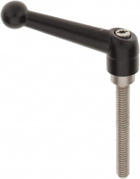 KIPP - 5/16-18, 0.71" Hub Diam, Zinc Die Cast (Stainless Steel Components) Threaded Stud Adjustable Clamping Lever - 2.36" Stud Length, 2.87" OAL, 1.79" High - Benchmark Tooling
