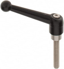 KIPP - 3/8-16, 0.83" Hub Diam, Zinc Die Cast (Stainless Steel Components) Threaded Stud Adjustable Clamping Lever - 1.97" Stud Length, 3.54" OAL, 2.26" High - Benchmark Tooling