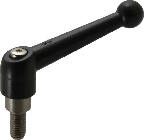 KIPP - M10 x 1.5, 21mm Hub Diam, Zinc Die Cast (Stainless Steel Components) Metric Threaded Stud Adjustable Clamping Lever - 20mm Stud Length, 90mm OAL, 57.5mm High - Benchmark Tooling