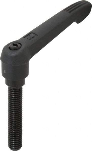 KIPP - M10 x 1.5, 18mm Hub Diam, Glass Fiber (Steel Components) Metric Threaded Stud Adjustable Clamping Lever - 50mm Stud Length, 75mm OAL, 41.5mm High - Benchmark Tooling