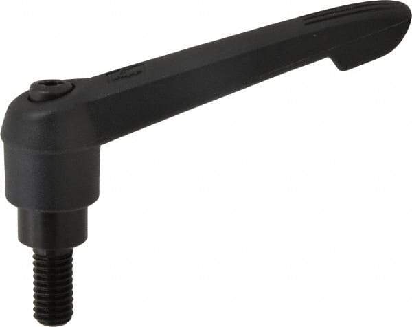 KIPP - 3/8-16, 0.85" Hub Diam, Glass Fiber (Steel Components) Threaded Stud Adjustable Clamping Lever - 0.79" Stud Length, 3.6" OAL, 2.11" High - Benchmark Tooling