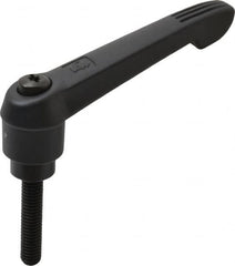 KIPP - 3/8-16, 1" Hub Diam, Glass Fiber (Steel Components) Threaded Stud Adjustable Clamping Lever - 1.77" Stud Length, 4.29" OAL, 2.4" High - Benchmark Tooling