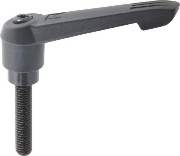 KIPP - 1/2-13, 1.18" Hub Diam, Glass Fiber (Steel Components) Threaded Stud Adjustable Clamping Lever - 2.36" Stud Length, 4.96" OAL, 2.83" High - Benchmark Tooling
