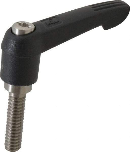 KIPP - 1/4-20, 0.51" Hub Diam, Glass Fiber (Stainless Steel Components) Threaded Stud Adjustable Clamping Lever - 0.98" Stud Length, 1.85" OAL, 1.18" High - Benchmark Tooling