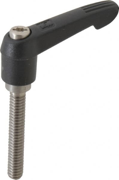 KIPP - 1/4-20, 0.51" Hub Diam, Glass Fiber (Stainless Steel Components) Threaded Stud Adjustable Clamping Lever - 1.57" Stud Length, 1.85" OAL, 1.18" High - Benchmark Tooling