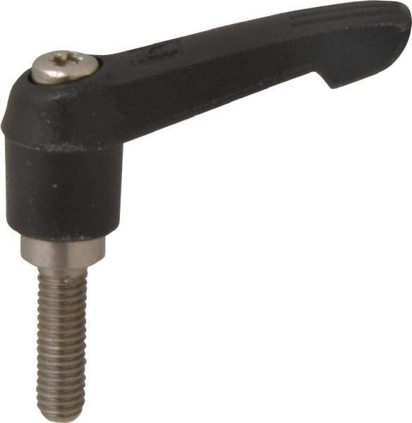 KIPP - M6 x 1.0, 13mm Hub Diam, Glass Fiber (Stainless Steel Components) Metric Threaded Stud Adjustable Clamping Lever - 20mm Stud Length, 47mm OAL, 30mm High - Benchmark Tooling