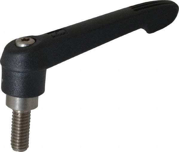 KIPP - 5/16-18, 0.71" Hub Diam, Glass Fiber (Stainless Steel Components) Threaded Stud Adjustable Clamping Lever - 0.79" Stud Length, 2.95" OAL, 1.63" High - Benchmark Tooling