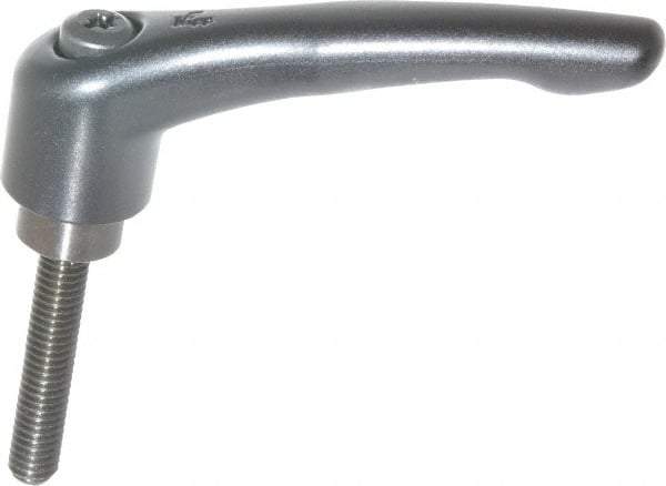 KIPP - 3/8-16, 1.06" Hub Diam, Zinc Die Cast (Steel Components) Threaded Stud Adjustable Clamping Lever - 1.97" Stud Length, 4.29" OAL, 2.48" High - Benchmark Tooling