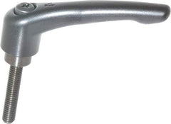 KIPP - 3/8-16, 1.06" Hub Diam, Zinc Die Cast (Steel Components) Threaded Stud Adjustable Clamping Lever - 1.97" Stud Length, 4.29" OAL, 2.48" High - Benchmark Tooling