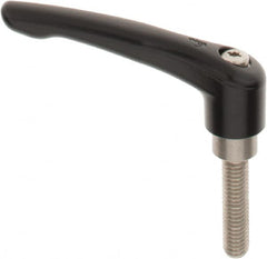 KIPP - 3/8-16, 0.83" Hub Diam, Zinc Die Cast (Stainless Steel Components) Threaded Stud Adjustable Clamping Lever - 1.57" Stud Length, 3.58" OAL, 2.15" High - Benchmark Tooling