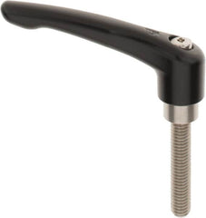 KIPP - 3/8-16, 0.83" Hub Diam, Zinc Die Cast (Stainless Steel Components) Threaded Stud Adjustable Clamping Lever - 1.97" Stud Length, 3.58" OAL, 2.15" High - Benchmark Tooling