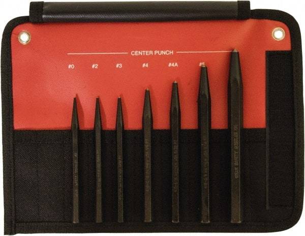 Mayhew - 7 Piece, 1/16 to 1/4", Center Punch Set - Hex Shank, Steel, Comes in Kit Bag - Benchmark Tooling