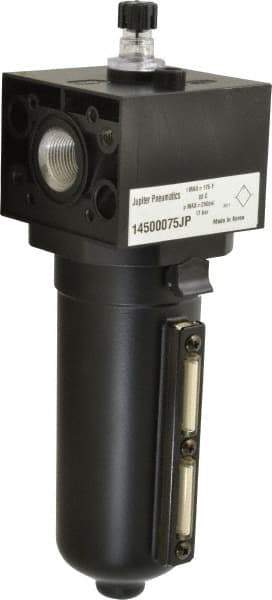 PRO-SOURCE - 3/4 NPT Port, 250 Max psi, Heavy-Duty Lubricator - Metal Bowl with Sight Glass, Aluminum Body, 240 CFM, 175°F Max, 3.62" Wide x 11.81" High - Benchmark Tooling