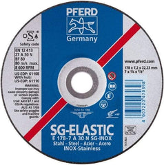 PFERD - 46 Grit, 4-1/2" Wheel Diam, 5/8" Arbor Hole, Type 27 Depressed Center Wheel - Aluminum Oxide - Benchmark Tooling