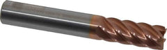 Accupro - 3/8", 7/8" LOC, 3/8" Shank Diam, 2-1/2" OAL, 6 Flute, Solid Carbide Square End Mill - Single End, TiCN Finish, Spiral Flute, 40° Helix, Centercutting, Right Hand Cut, Right Hand Flute - Benchmark Tooling