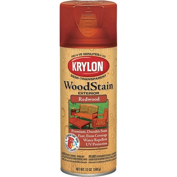 Krylon - 0.5 Qt Aerosol Can Redwood Wood Stain - Oil-Based, Semi-Transparent - Benchmark Tooling
