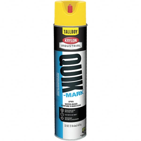 Krylon - 25 fl oz Yellow Marking Paint - 35 to 71 Sq Ft Coverage, Water-Based Formula - Benchmark Tooling