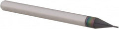 Accupro - 0.02", 0.06" LOC, 1/8" Shank Diam, 1-1/2" OAL, 4 Flute, Solid Carbide Square End Mill - Single End, AlTiN Finish, Spiral Flute, 30° Helix, Centercutting, Series Miniature - Benchmark Tooling