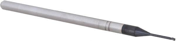 Accupro - 1/32", 0.046" LOC, 1/8" Shank Diam, 2-1/2" OAL, 3 Flute, Solid Carbide Square End Mill - Single End, AlTiN Finish, Spiral Flute, 30° Helix, Centercutting, Right Hand Cut, Right Hand Flute, Series Miniature - Benchmark Tooling